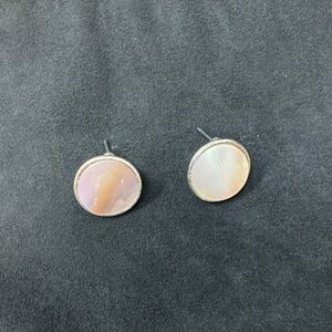 Elegant KC silver and Cream Stud Earrings
